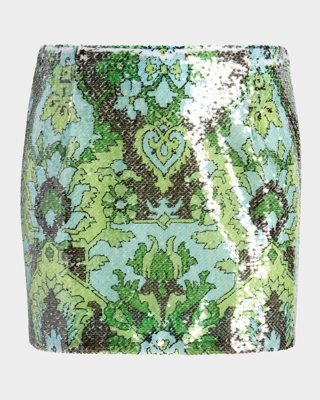 Juno Sequined Damask Mini Skirt